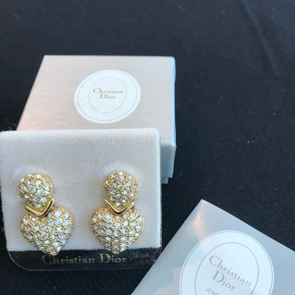 Christian Dior Rare Crystal Pave Signed 💕clip earrings - Picture 3 of 5
